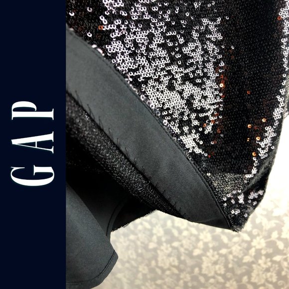 GAP slinky sequins black sheer edged classy tank top Sm - Picture 3 of 4